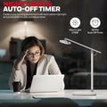 White minimalist honeywell h4 intelligent modern led desk lamp with adjustable arm and warm yellow color temperature light
