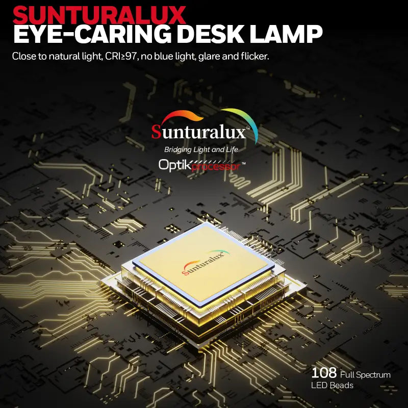 Honeywell h4 intelligent modern desk lamp with 108 full-spectrum led beads and gold color temperature design