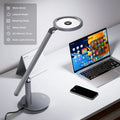 Modern silver honeywell h6 desk lamp with circular led head and adjustable arm for home office use