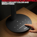 Black honeywell h6 desk lamp base with touch-sensitive circular control panel and sliding brightness bar for home office