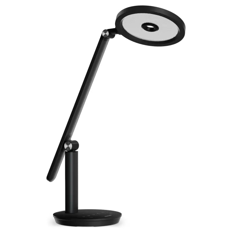 Black honeywell h6 desk lamp with adjustable arm and circular led head for modern home office use