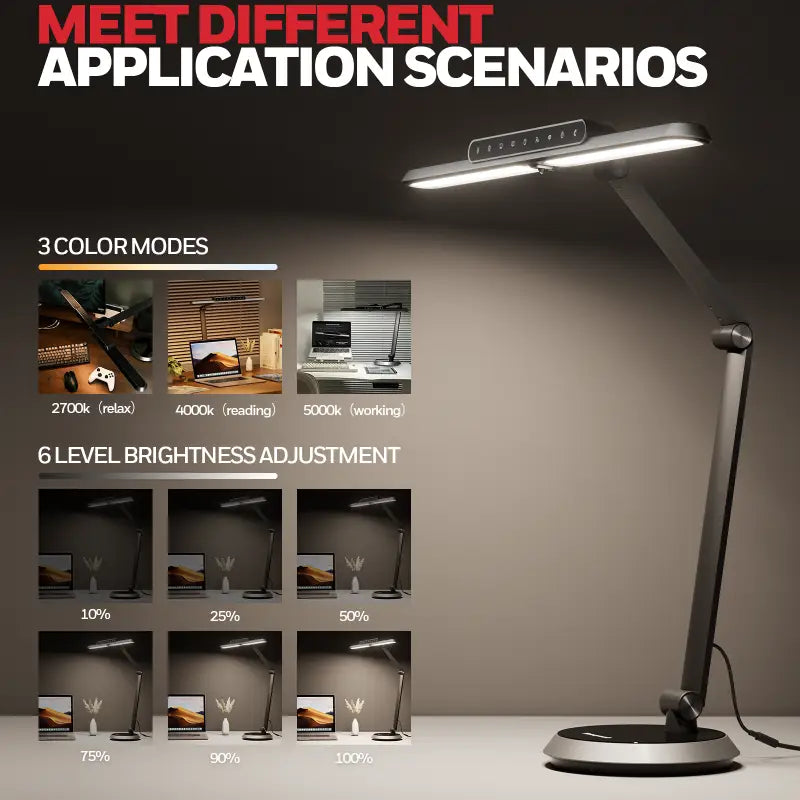 Modern adjustable honeywell h9 smart desk lamp with sleek metallic finish and integrated digital lighting controls designed specifically