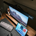 Black honeywell hj1 desk lamp with clamp featuring sleek modern design and adjustable arm for architect desk use