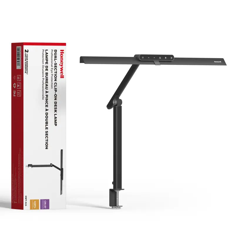 Black honeywell hj1 desk lamp with clamp features a sleek adjustable arm ideal as an led architect desk lamp