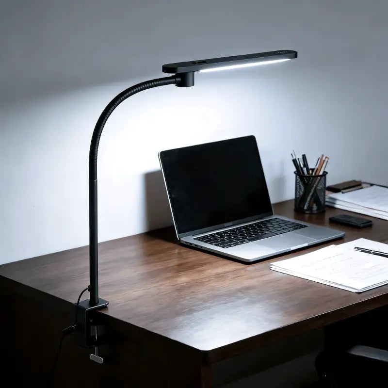 Black Honeywell HJ2 clip desk lamp with adjustable sleek gooseneck arm for flexible lighting use