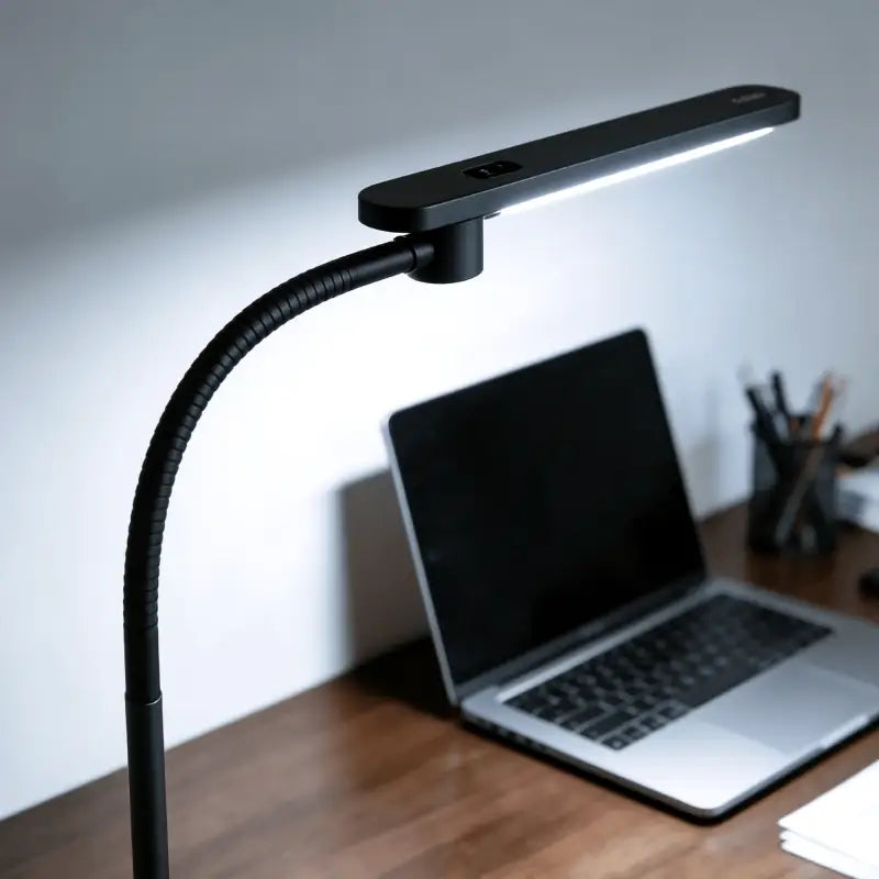 Black Honeywell HJ2 clip desk lamp with flexible gooseneck and LED light strip for adjustable desk lighting