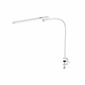 White honeywell hj2 clip desk lamp with adjustable curved arm and minimalist design for flexible lighting