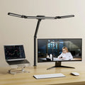 Black honeywell hj3 clip on desk lamp with three led light bars and central control panel for color temperature adjustment