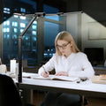 Black honeywell hj3 clip on desk lamp with adjustable metallic arms and modern minimalist design for smart lighting color temperature control