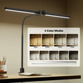 Black Honeywell HJ4 dual-head gooseneck led desk lamp with clamp and four color temperature modes for adjustable lighting