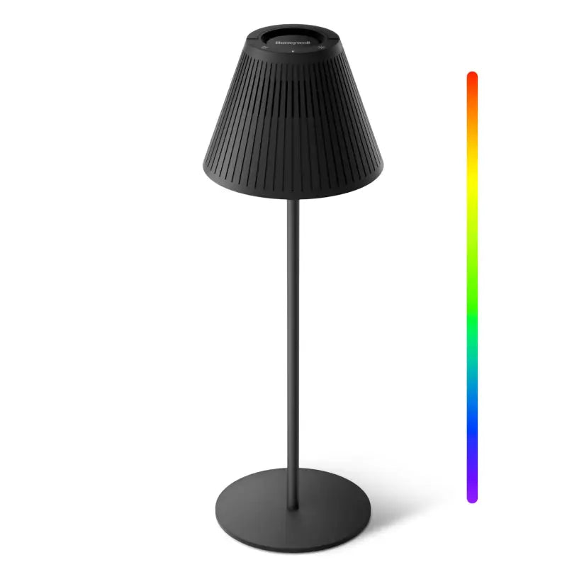 Black honeywell m1 rgb cordless table lamp with sleek ribbed conical shade and slender stand for night light use