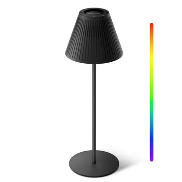 Black honeywell m1 rgb cordless table lamp with sleek ribbed conical shade and slender stand for night light use