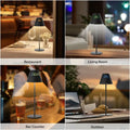 Honeywell m1 rgb black conical cordless table lamp with slender metallic stand and base for indoor and outdoor use