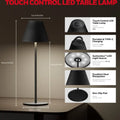 Honeywell M1 RGB cordless table lamp with black pleated lampshade and minimalist stand ideal as a night light