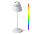 White honeywell M1 RGB cordless table lamp with pleated conical shade and slim stand perfect as a night light