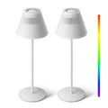 Two sleek white cordless table lamps with modern fluted design and slender stands ideal as night lights