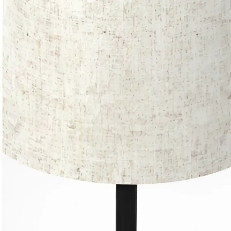 Textured off-white woven fabric lampshade of honeywell hwt-m2 soft led retro table lamp with charging port