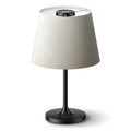 Black honeywell hwt-m2 table lamp with textured beige fabric shade and built-in charging port for soft retro lighting