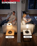 Honeywell hwt-m2 table lamp with warm fabric shade and dark metal base featuring a charging port for convenience