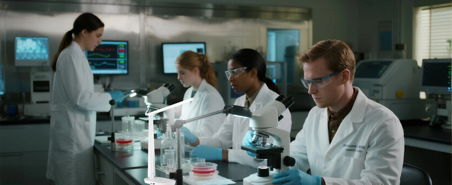 Lampada da scrivania Honeywell H2 di livello professionale con base stabile e regolazione precisa dell'angolo