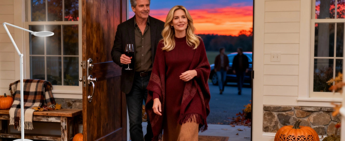 Dreischichtige Lichtgestaltung mit Umgebungs-, Arbeits- und Akzentbeleuchtung im festlich dekorierten Zuhause