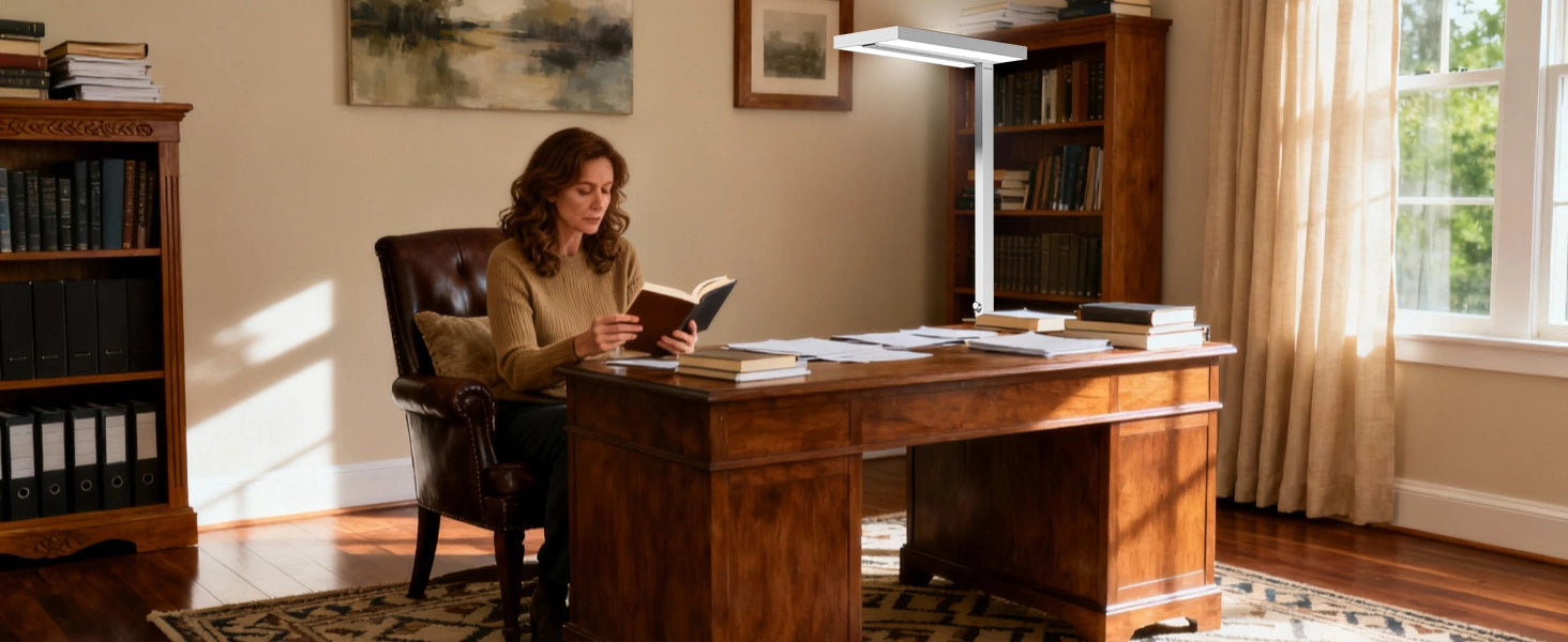 Miniatura da tavolo sotto visiera ingrandente e lampada 02E che dimostra il funzionamento senza sfarfallio per lavori di dettaglio