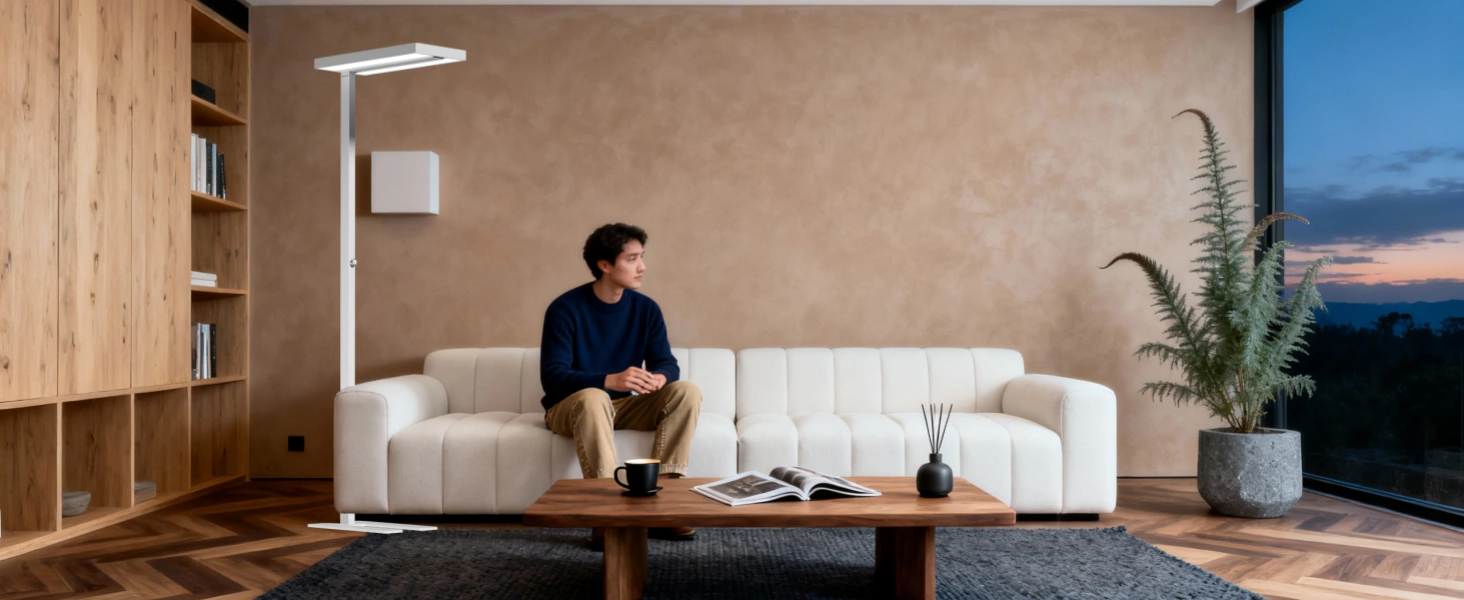 Warme minimalistische Wohnraumbeleuchtung, die mit Honeywell-Lampen gemütliche ästhetische Räume schafft